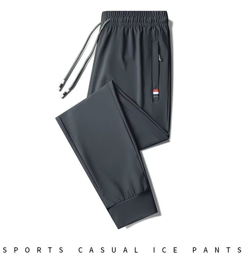 Männer Kleeder Äis Seid Schnelldrock Hosen Männer Summer dënn elastesch atmbar locker grouss Gréisst Casual Sportshosen Männer_voghion.com