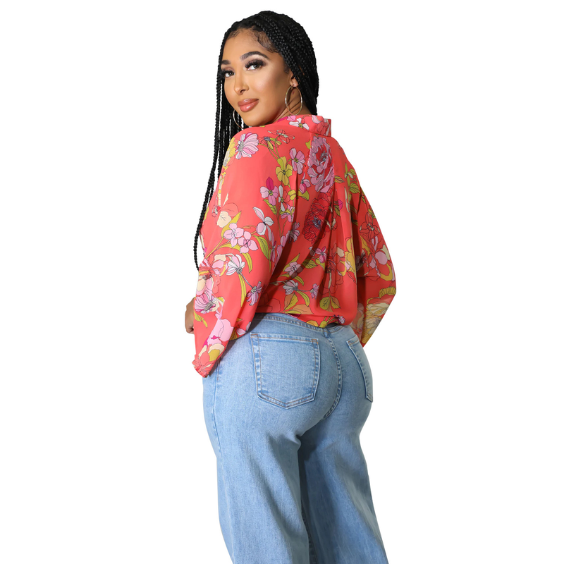 Abbigliamento femminile vestiti alla moda Che tipo di top corto a maniche lunghe stampato a maniche lunghe_voghion.com