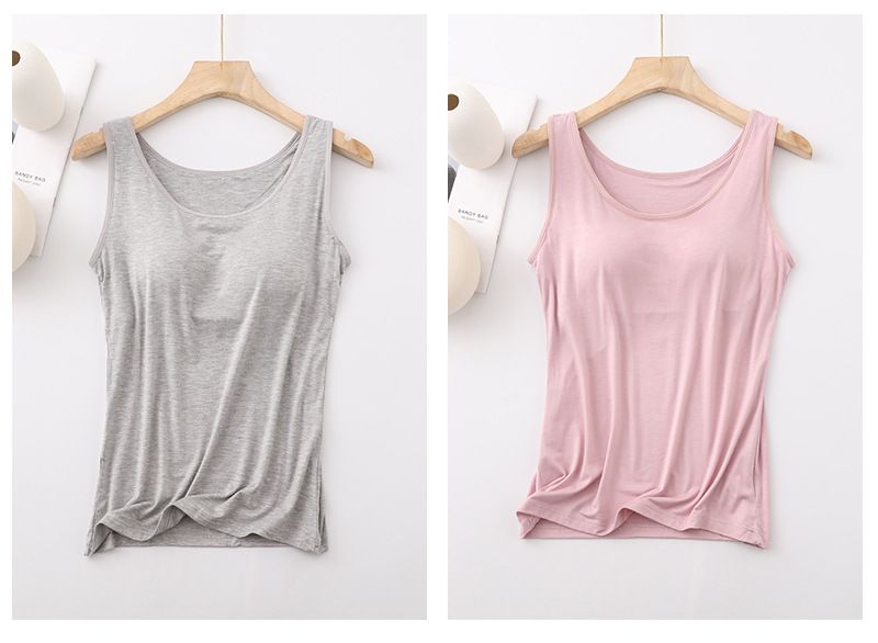 Petit gilet caraco avec coussinet de poitrine pour femme, large bandoulière intérieure, base, vêtements d'extérieur assortis, sous-vêtements exposés à la clavicule, sans manches, été_voghion.com