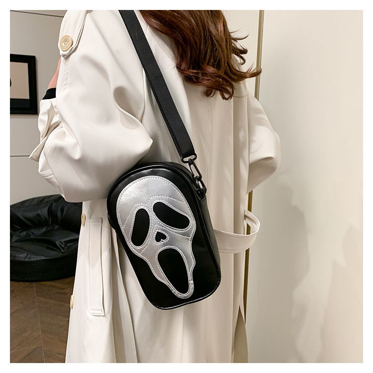 Funny Skull Crossbody Bag For Women - Gothic Halloween PU Shoulder Purse With Phone Pocket & Zipper Closure (Multiple Colors)_voghion.com