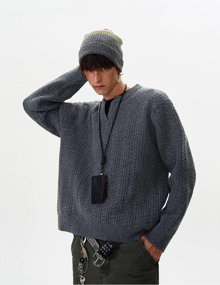Herren Vintage Zopfmusterpullover – CleanFit Oversized Pullover (M-3XL, Polyestermischung, knitterfrei)_voghion.com