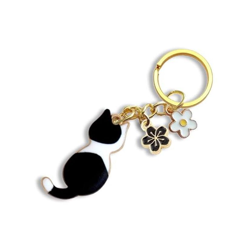 Nouveau porte-clés coloré et mignon en émail avec fleur, passionné de jardin et de chat_voghion.com