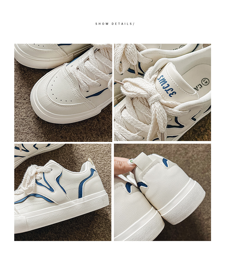 Scarpe da ginnastica in pelle color crema, versatili, casual, sportive, piccole, bianche, tendenza 7933_voghion.com