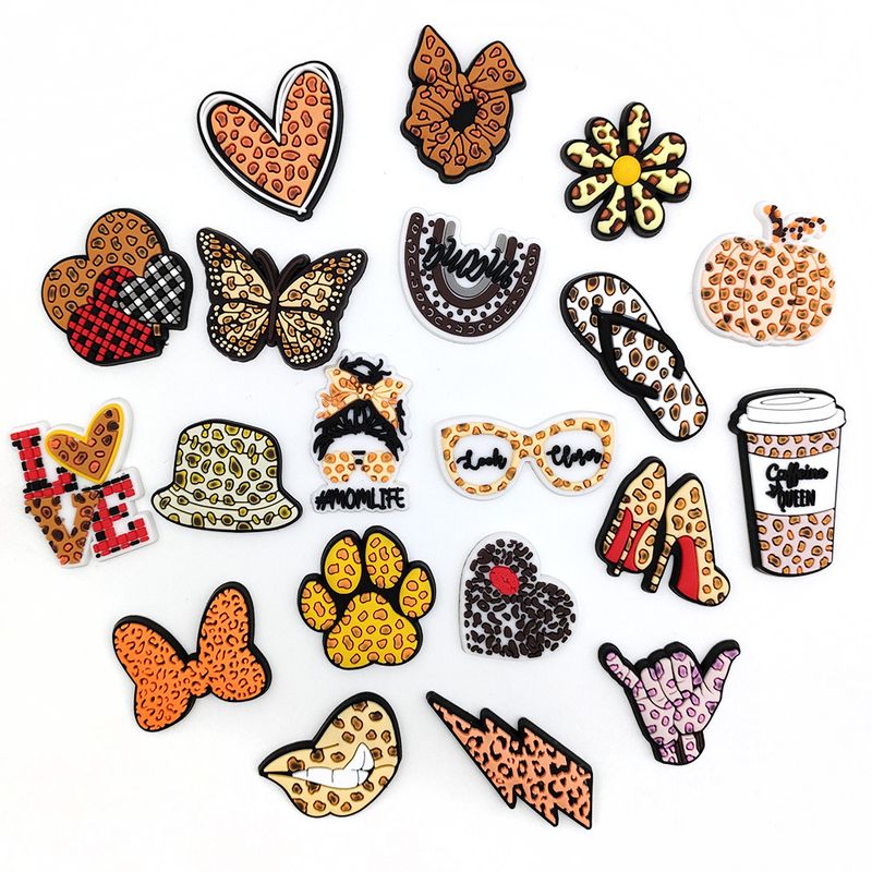 20 Sets Of Cartoon Leopard Print Shoes Flower Decorative Buckle Personalized DIY Student Garden Shoe Buckle Accessories_voghion.com