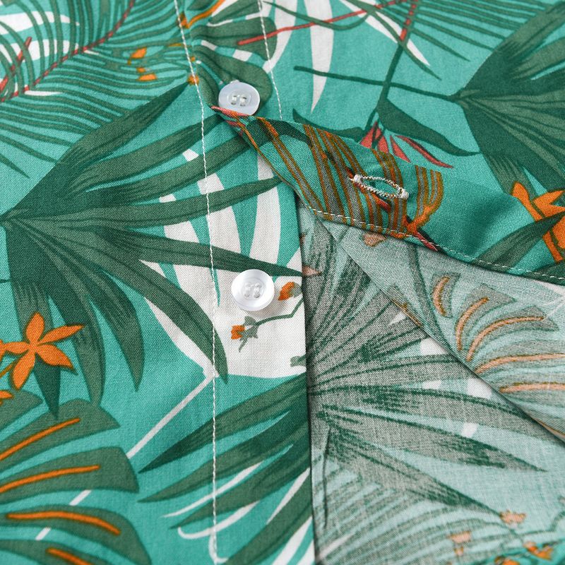 Lasten monivärinen havaijilainen paita, trendikäs neuletakki, rantahiustyyli, loma, lyhythihainen, kukkakuvioinen toppi, rento takki_voghion.com