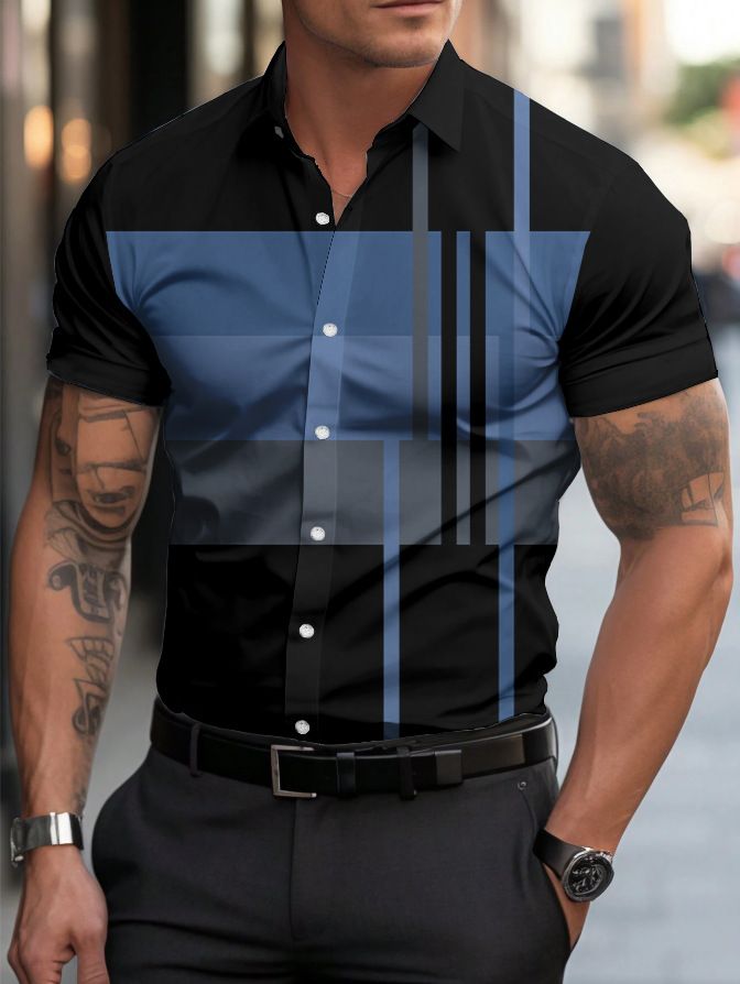 Herrenbekleidung 3D-gedrucktes Poloshirt Sommer Herrenbekleidung Knopf Revers_voghion.com