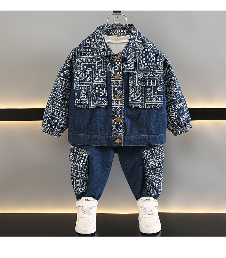 Vêtements pour enfants, costumes d'automne pour garçons 2024, nouveau style pour enfants, style printemps et automne, cool et beau, vêtements en denim pour bébés, célébrités_voghion.com