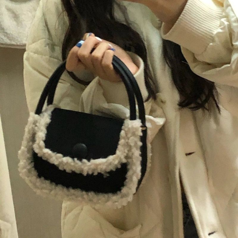2025 neue Plüsch Multifunktionale Shearling Handtasche frauen Umhängetasche Stilvolle Vielseitig_voghion.com
