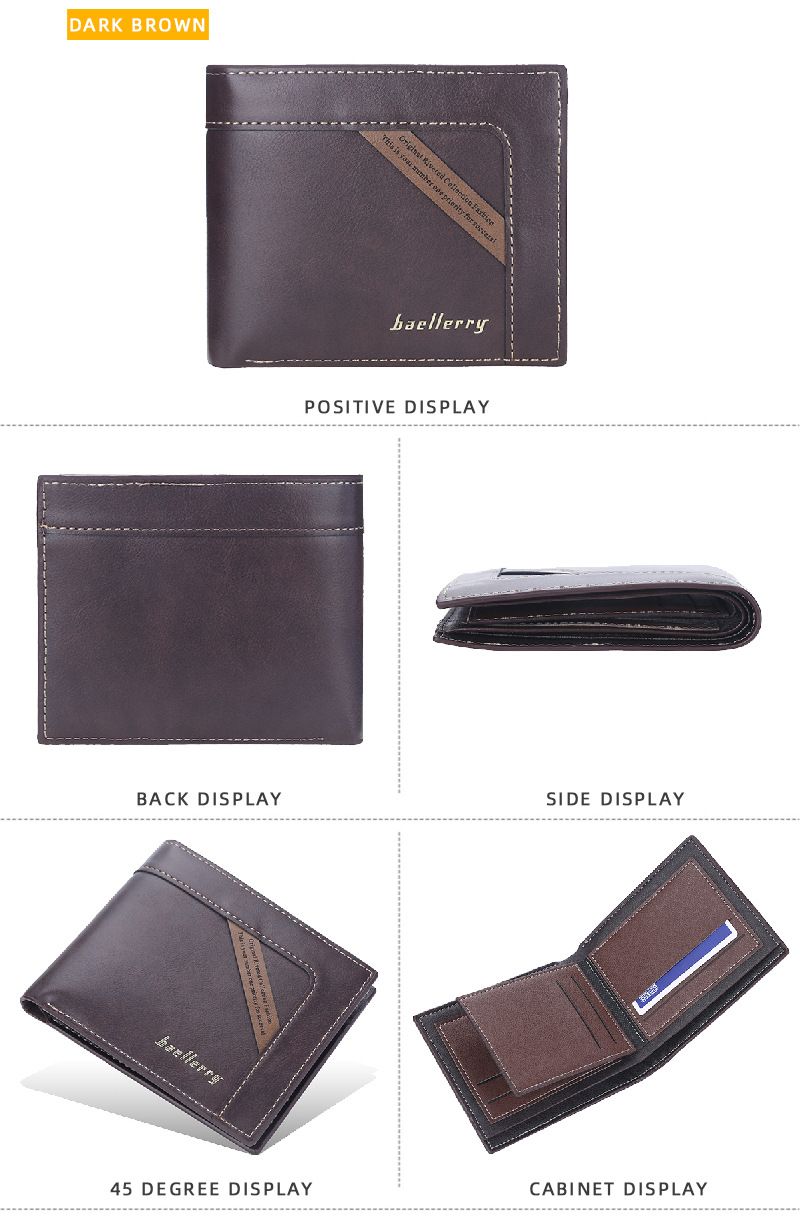 BAELLERRY Portafoglio corto da uomo con posizioni multiple, fermasoldi con cerniera sottile, borsa per il cambio, borsa per carte da uomo_voghion.com