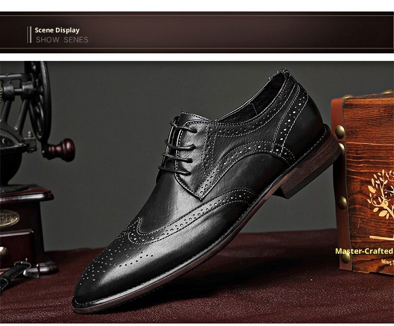 Scarpe derby casual da uomo in pelle traspiranti e cave, formali, resistenti all'usura, con strato superiore intagliato in vacchetta_voghion.com