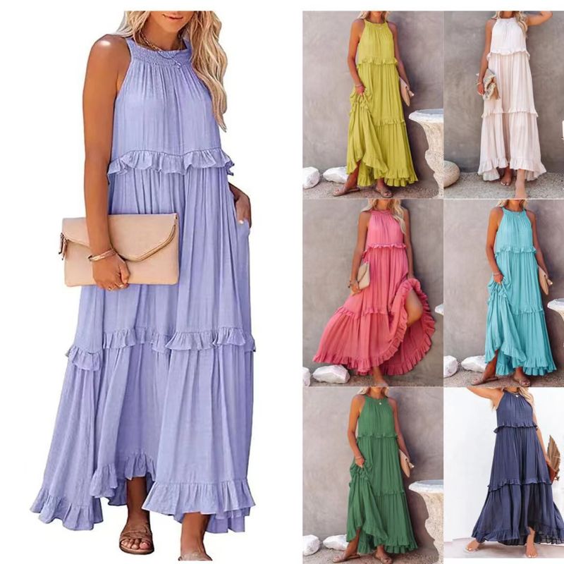 New Irregular Cake Spring And Summer, Sleeveless Long Floor Length, Vacation Dress For Women_voghion.com