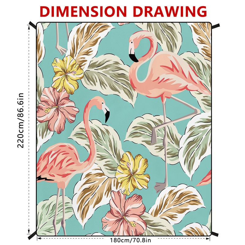 Strandmatte mit Flamingo-Print – winddicht, wasserdicht und sandfrei (200 x 150 cm, individuelles Logo, für Camping und Picknick)_voghion.com