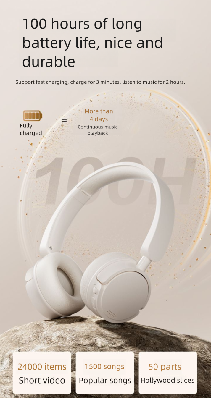 Cuffie Bluetooth Tangmai H1 Over-Ear Mic Classic Ins Wireless Compatte Moda Alta qualità del suono Batteria a lunga durata_voghion.com