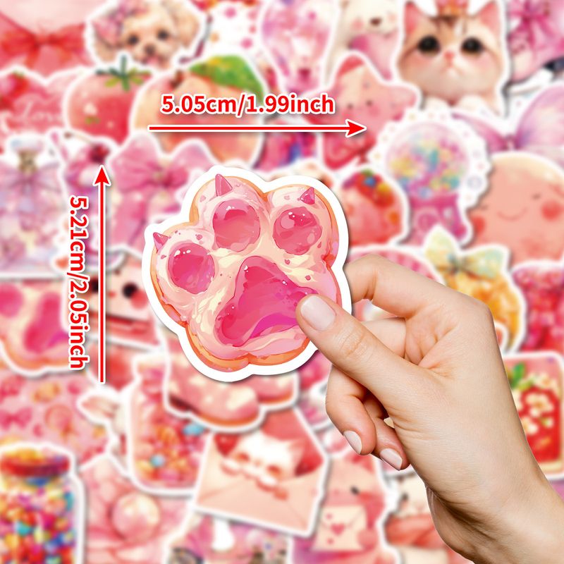 Írószer matrica, pink téma, vízálló dekoratív matricák, aranyos macska, rózsaszín, macskamancs, ismétlésmentes, keverd és párosítsd a rózsaszín matricákat_voghion.com