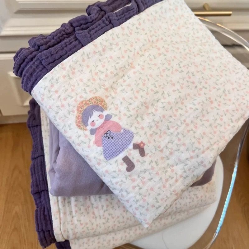 HIINIIA Set di biancheria da letto in cotone lavato con bordo arricciato e filato stropicciato, quattro lenzuola, copripiumino per letto da dormitorio, tre pezzi_voghion.com