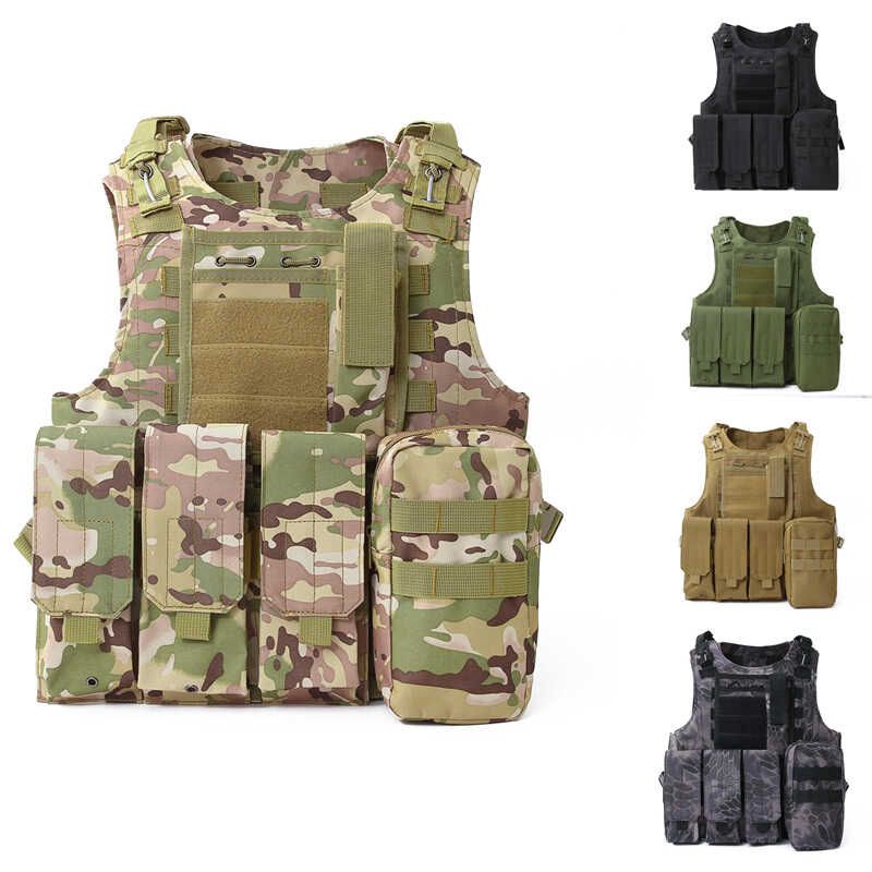 Tactisch militair vest – snel te openen, multifunctioneel, steek- en kogelwerend (zwart/legergroen/kaki/camouflage, one size fits all)_voghion.com