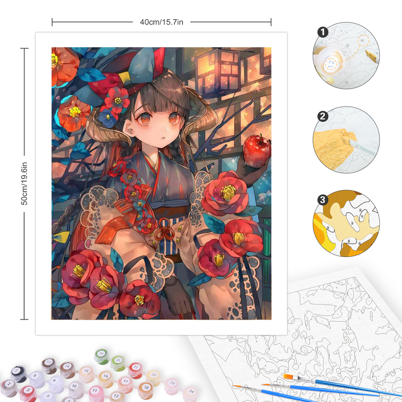 RUOPOTY Klasyczne malowanie po numerach, ręcznie robione obrazy dekoracyjne, farba do malowania kwiatów dla dziewczynki, dekoracja ścienna_voghion.com