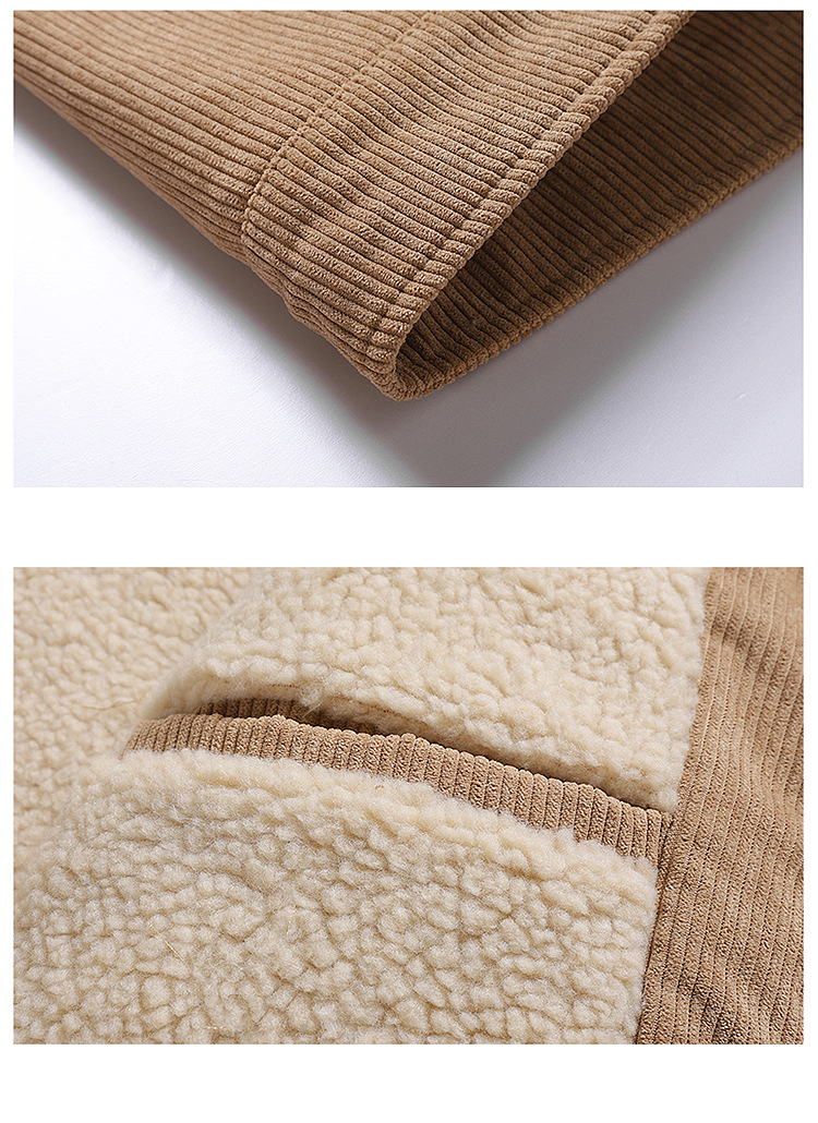 New Winter Corduroy Jacket For Men, Thickened Velvet, Fashionable Stand-up Collar Sherpa Casual Men's Jacket Wholesale_voghion.com
