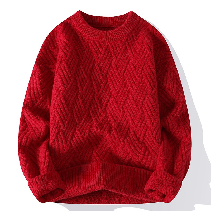 Pull épais pour hommes, vêtements d'automne et d'hiver, nouveau pull épais pour jeunes étudiants, vêtements chauds en tricot simple_voghion.com