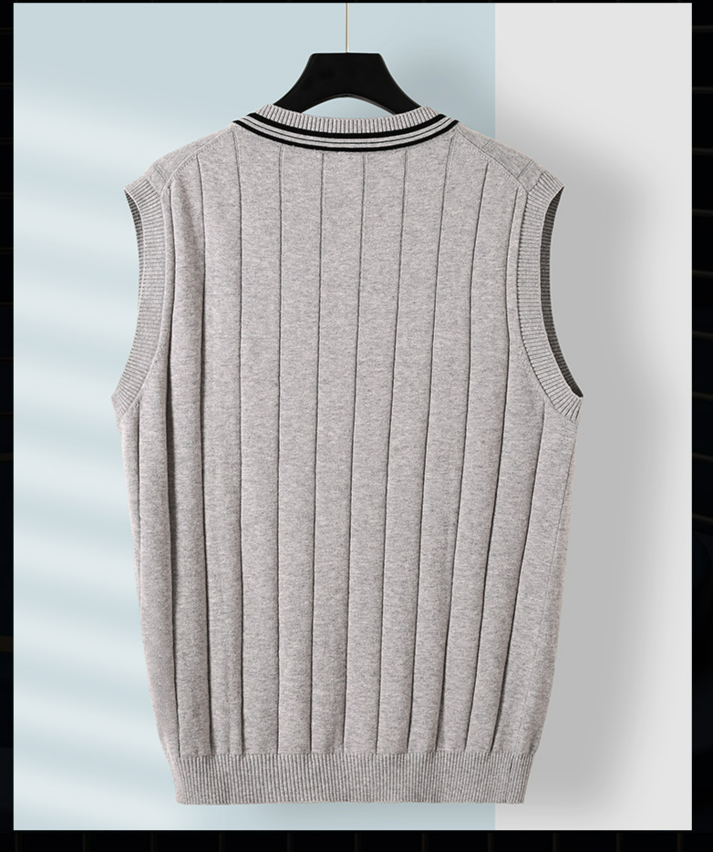 Neue Herbst- und Winter-Casual-Pulloverweste für Herren Weste Herren Slim Baumwolle ärmellos V-Ausschnitt einfarbig Pullover Pullover_voghion.com