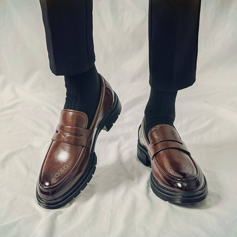 Italienska high-end läder Slip-on skor Herr Business Klänning Fyrkantig tå Brittisk Slip-On Formell Casual Loafer Oxford Skor Bröllop 38-46_voghion.com