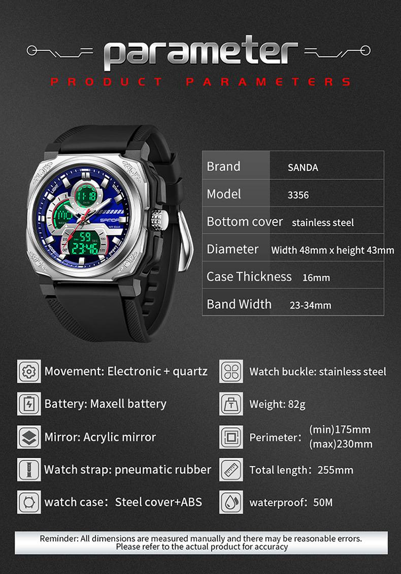 Orologio elettronico al quarzo da uomo, multifunzione, impermeabile, con sveglia, orologio da studente, orologio sportivo digitale quadrato alla moda_voghion.com