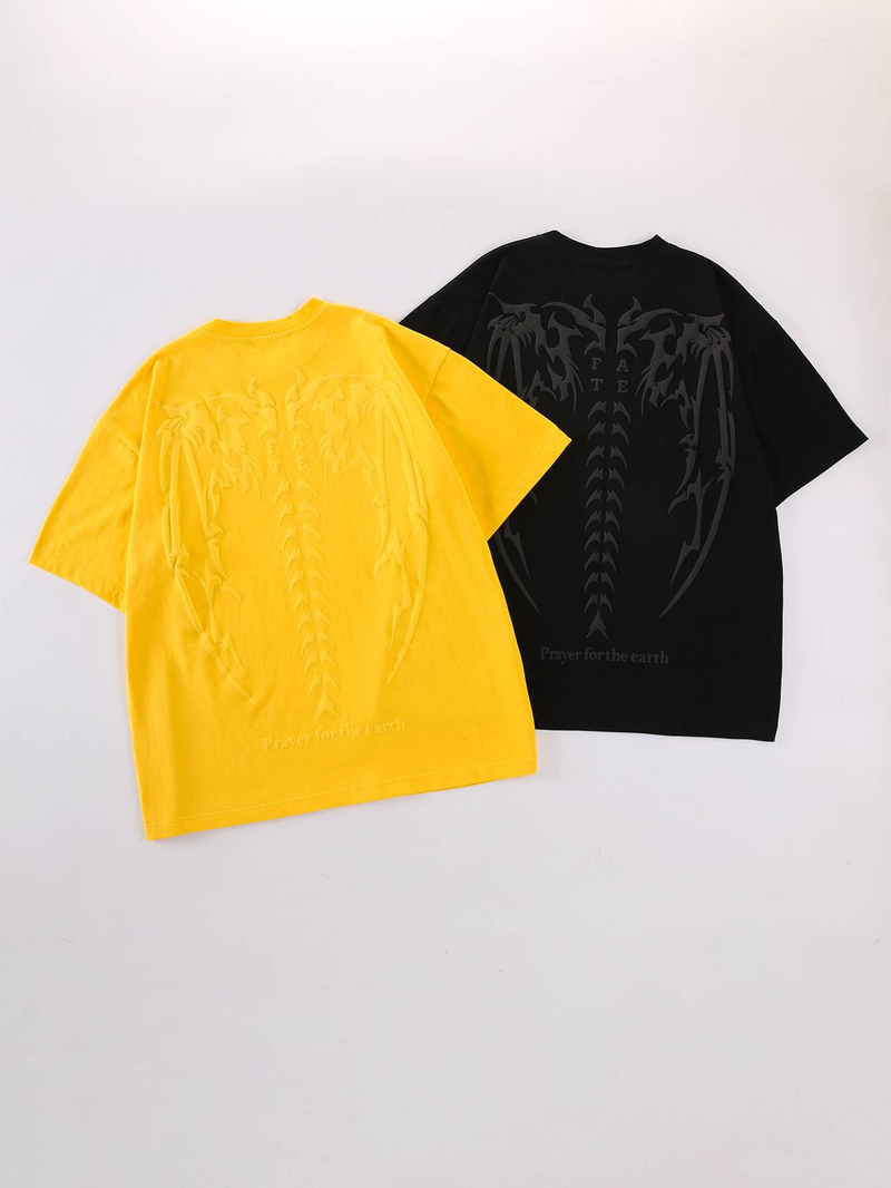 Ameerika retro skeleton wings puhtast puuvillast lühikeste varrukatega T-särk meestele ja naistele suvine oversized mitmekülgne trendikas body varrukatega topp_voghion.com