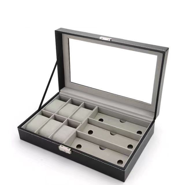 Watch Storage Box 12-digit Watch Case Wooden Pu Leather Watch Case With Lock Watch Case Display Case Storage Box_voghion.com