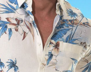 Camicia da spiaggia con risvolto a maniche corte e stampa alla moda estiva da uomo_voghion.com