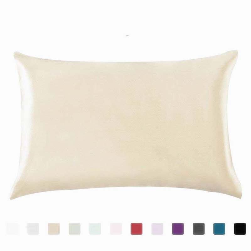 Solid Color Satin-Like Pillowcase - Silk Feel Zipper Closure (Breathable & Hypoallergenic Luxury Bedding Accessory Modern Home Decor)_voghion.com