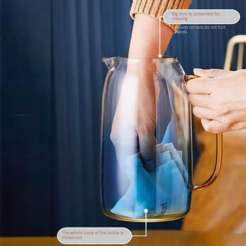 Marble Glass Water Pitcher - 1.8L Thickened & Heat-Resistant Jug With Gradient Blue Design (Trendy Kitchenware Perfect For Iced Tea Lemonade)_voghion.com