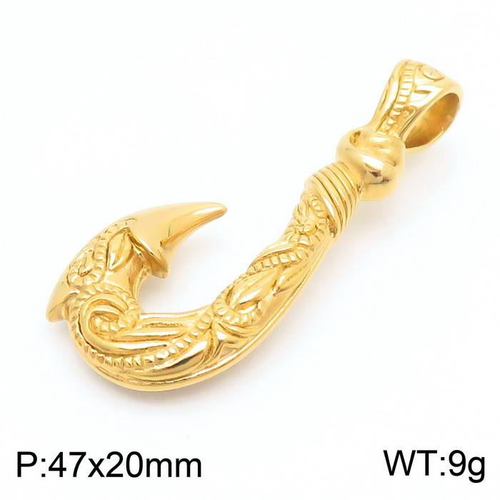 Men's Vintage Hook Pendant Necklace - Titanium Steel Ocean Fish Hook Jewelry For Punk Style_voghion.com