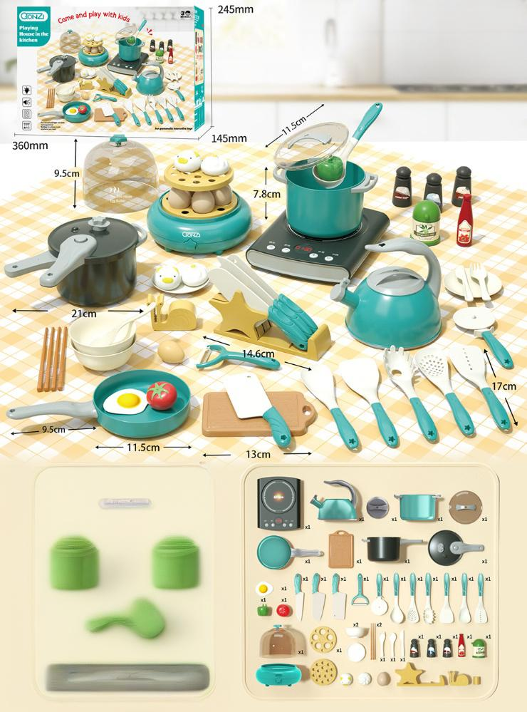 Mother & Kids Kinder-Spielküchenset – großes, realistisches Kochspielzeug mit Töpfen, Pfannen und Utensilien für Jungen und Mädchen (31/33/41/54-teilige Optionen)_voghion.com