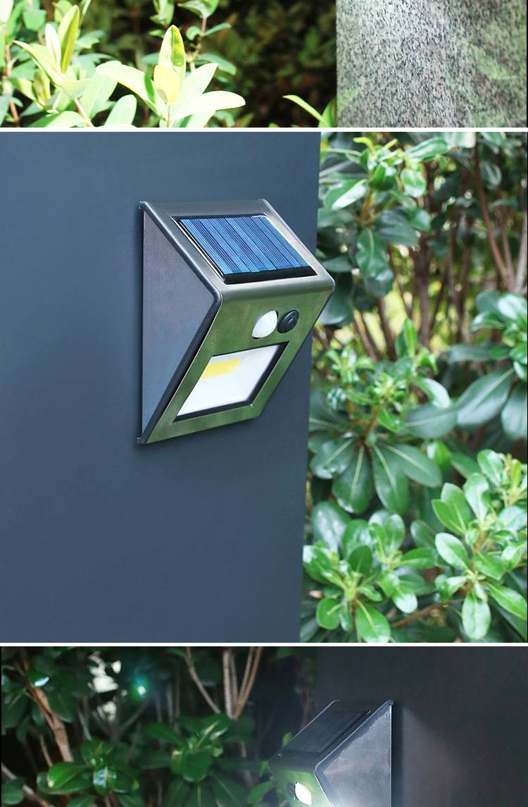 Aplique LED solar de pared con sensor de movimiento, impermeable, para exteriores, patio, jardín y camino. 30 LED superbrillantes, acero inoxidable resistente._voghion.com