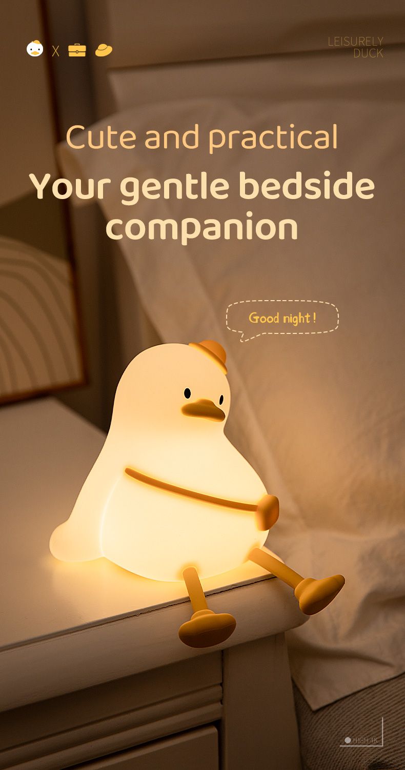 Luce notturna a forma di anatra per il tempo libero Pat Light, luce da comodino per la camera dei bambini, regalo di compleanno per bambini_voghion.com