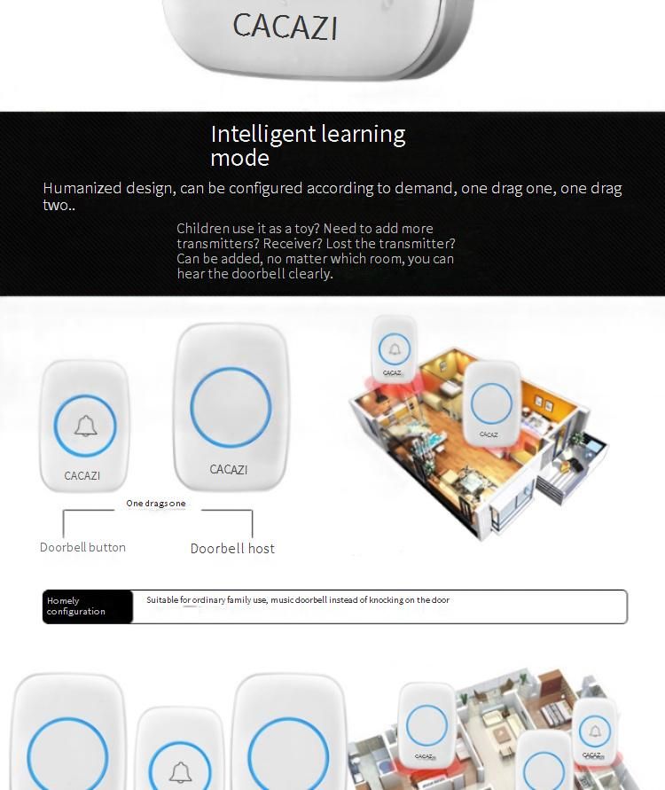 Kabellose Türklingel mit Fernbedienung mit großer Reichweite – ideal für die Sicherheit älterer Menschen und zu Hause, 300 m Reichweite, 38 Klingeltöne, Wechselstrombetrieb_voghion.com