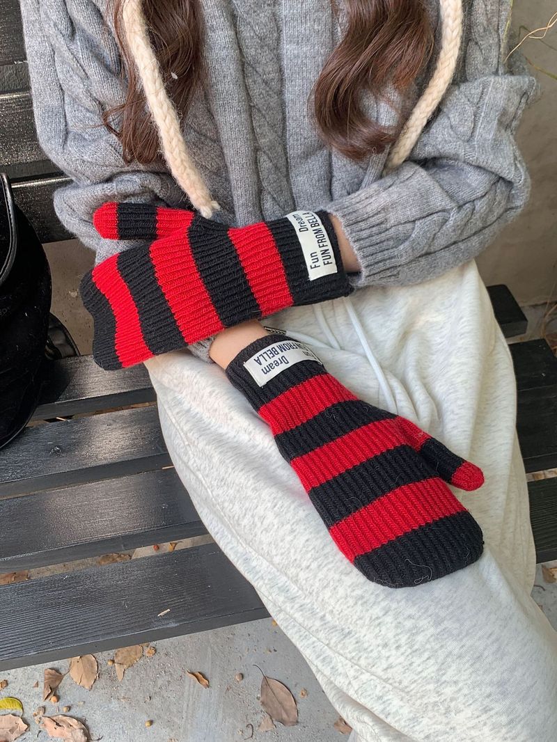 finger Gloves, Student, Korean Style, Ins, Versatile, Warm Knitted Wool, Cycling_voghion.com