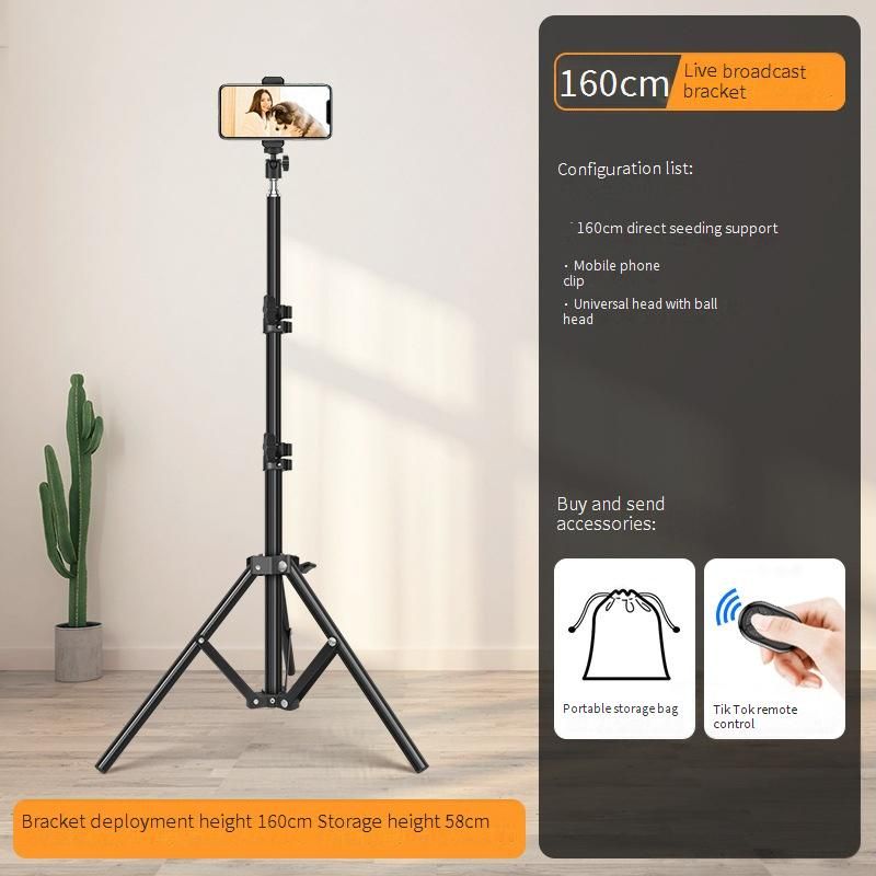 Verstellbarer Telefonstativständer mit Bluetooth-Fernbedienung und LED-Licht – faltbar, 1,6 m/2,1 m/55 cm Höhe für TikTok, Live-Streaming und Vlogging_voghion.com