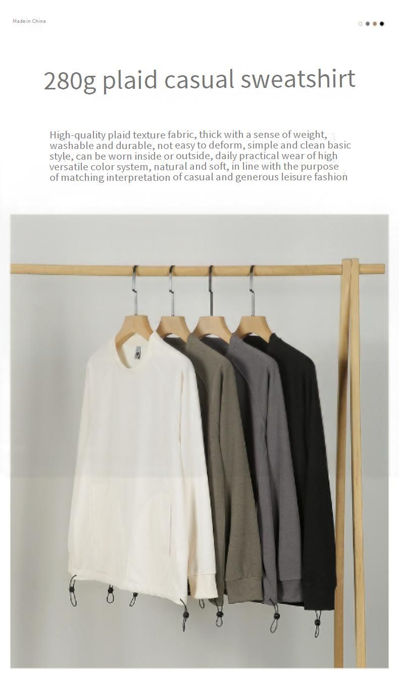 Japanese Style Raglan Sleeve Crewneck Sweatshirt - Oversized Checkered Pullover With Side Pockets For Men & Women_voghion.com