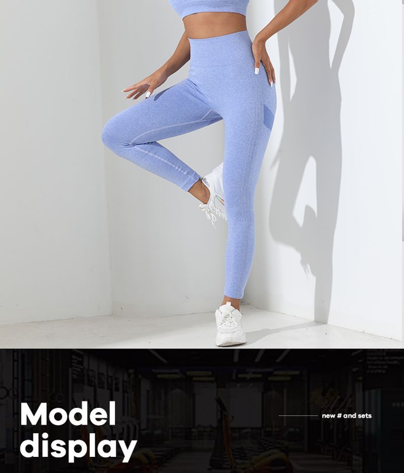 Osnovni 2-delni brezšivni visoko raztegljivi komplet za jogo in telovadnico s križnim hrbtom, pajkice s kontrolo trebuha in boki_voghion.com