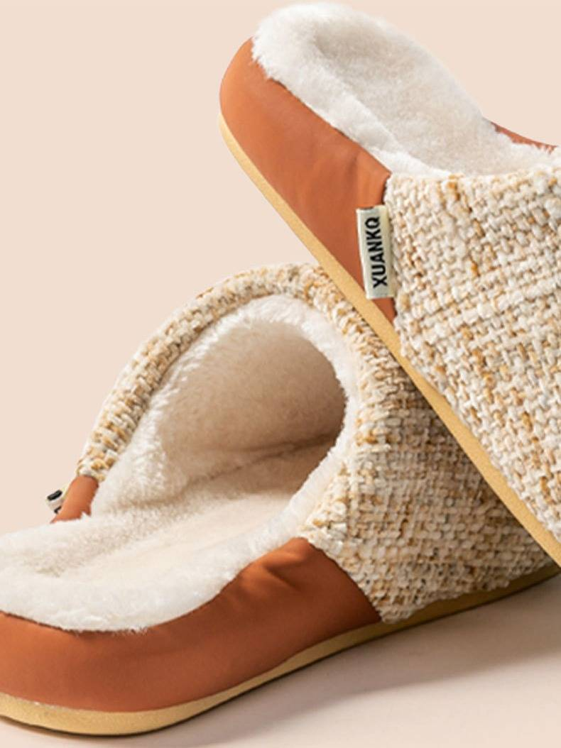 Pantofole di peluche di alta qualità per donne e uomini - Comode pantofole da casa con suola spessa antiscivolo, calda fodera in pile, design unisex per coppie in colori classici_voghion.com
