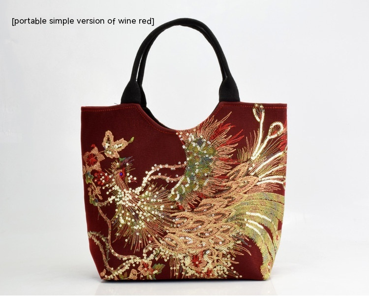 Sac à main de style ethnique brodé grande capacité bandoulière sac à bandoulière rétro toile brodée sac à main à bandoulière unique pour femme_voghion.com