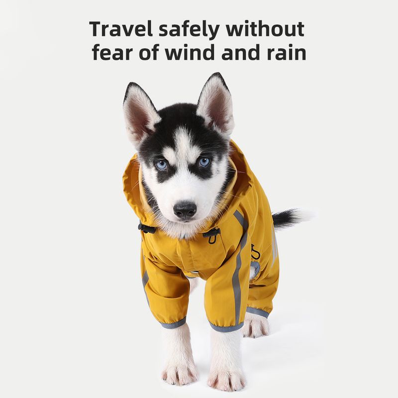 Novo com capuz para cães grandes, capa de chuva impermeável e refletiva para cães, roupas para animais de estimação_voghion.com