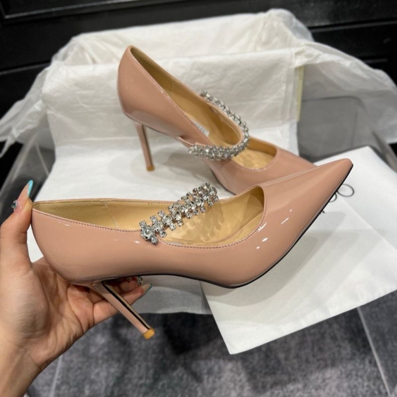 2025 Primavera Nuovo Stile Francese Strass Punta Aguzza Mary Jane Bianche Tacco Alto Stiletto Elegante Pelle Verniciata Singola_voghion.com
