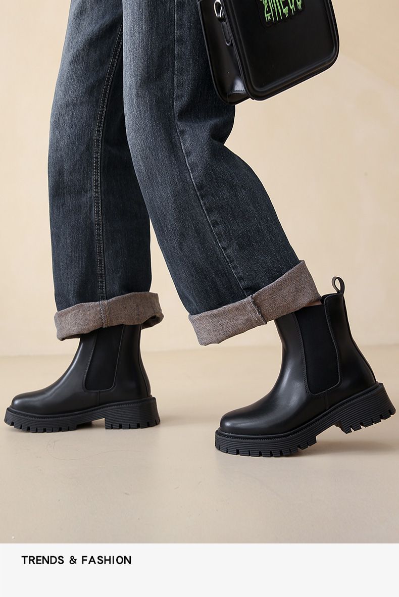 Thick Soled Martin For Women's Autumn 2024 New Hiking Boots Elevated Casual Boots Trend_voghion.com