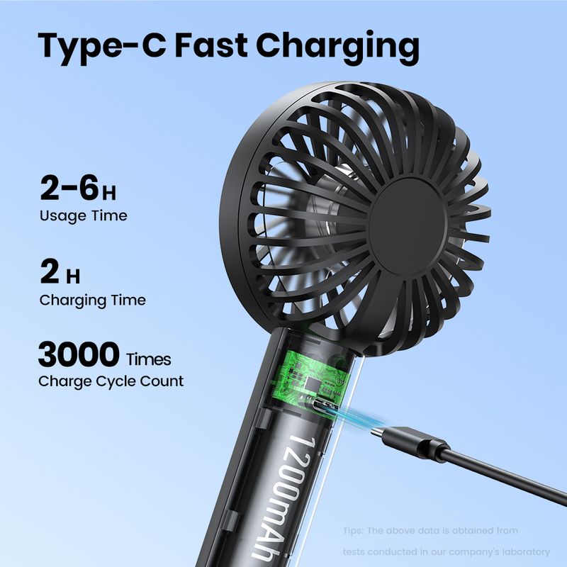 1200 mAh USB wiederaufladbarer Mini-Handventilator, tragbarer Taschenformat, kleiner Make-up-Wimpernkühler für Mädchen im Freien_voghion.com