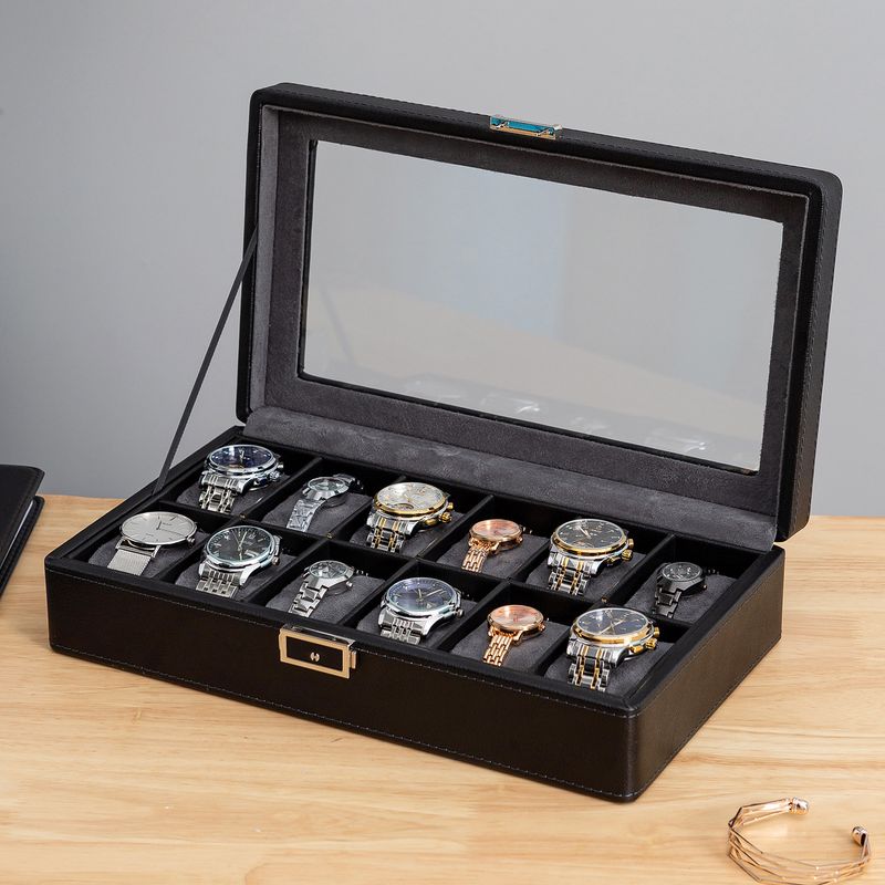 Black Green New Lychee Pattern High End Watch Box 3 Bit 6 Bit 12 Bit Double Layer Watch Jewelry Storage Box_voghion.com