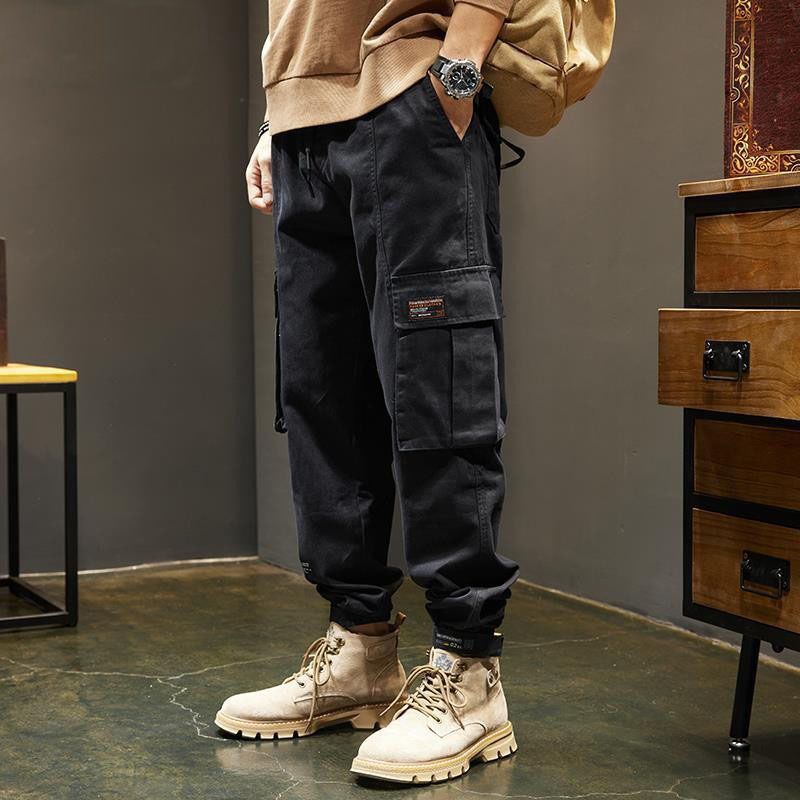 Pantalon cargo ample et décontracté pour homme, grande taille, avec velcro, style américain, idéal pour la randonnée, l'automne et l'hiver_voghion.com