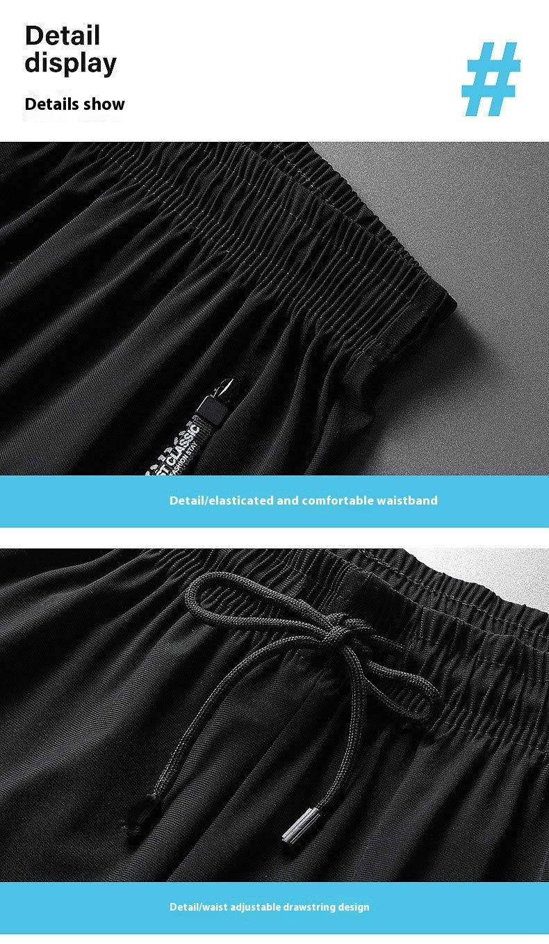 Übergroße Sommer-Leggings aus Eisseide für Herren, Sport, hochelastisch, schnelltrocknend, lässig, gerades Bein, atmungsaktiv_voghion.com
