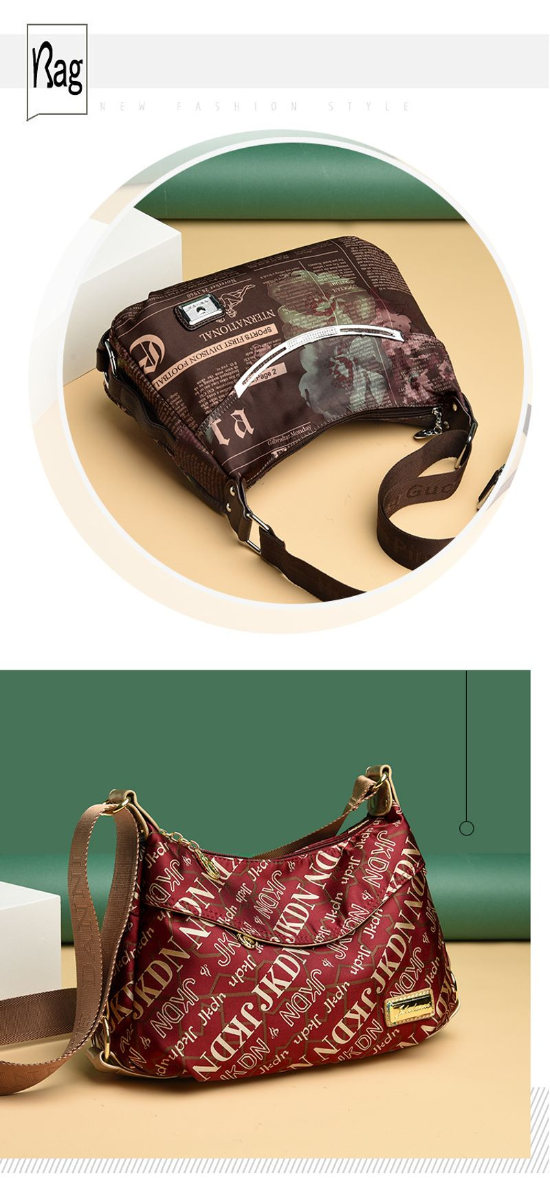 Modische Damen-Umhängetasche mit einer Schulter, wasserdichtes Oxford-Gewebe_voghion.com